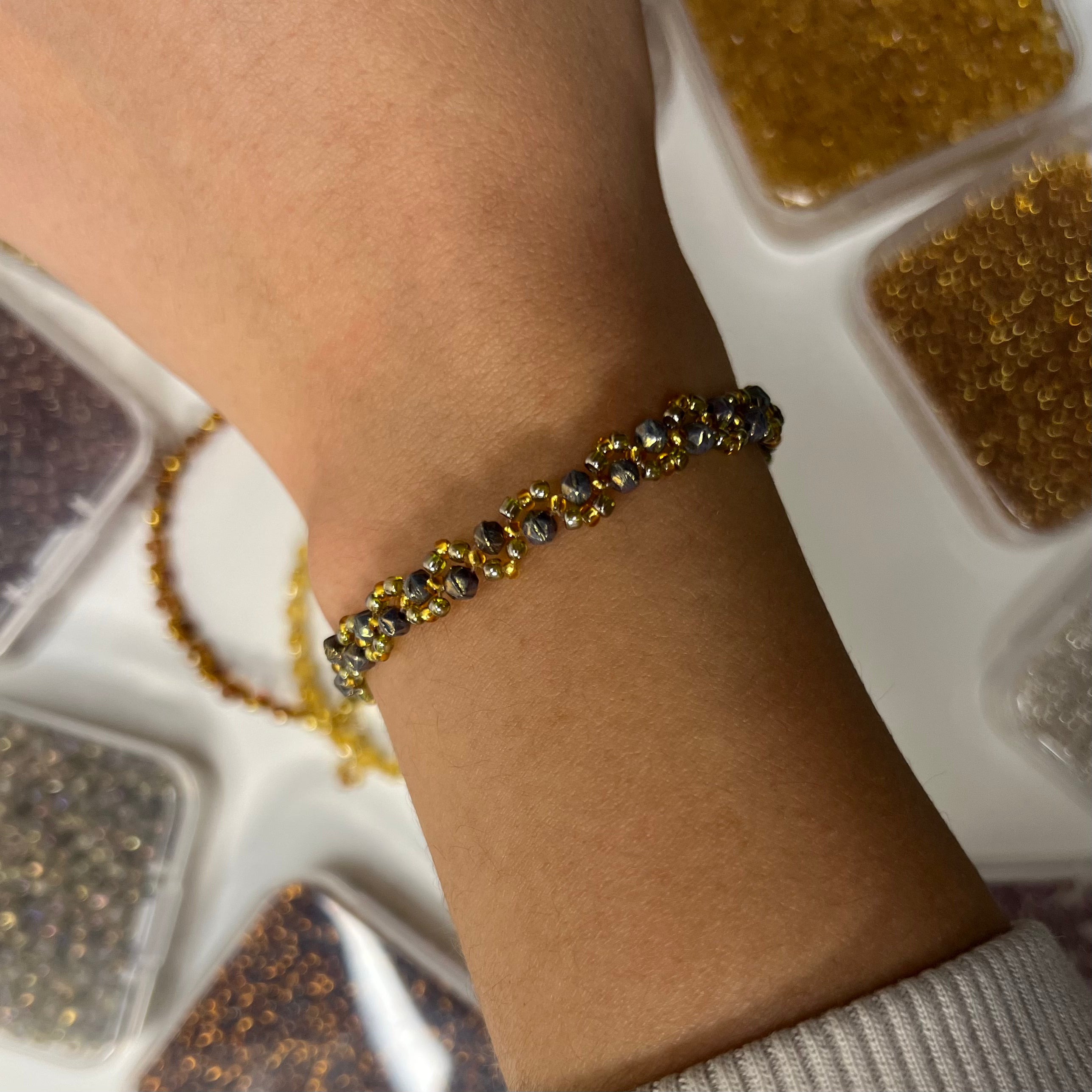 Seaweed Gold Beaded Bracelet | 18K Gold Plated Sterling Silver
