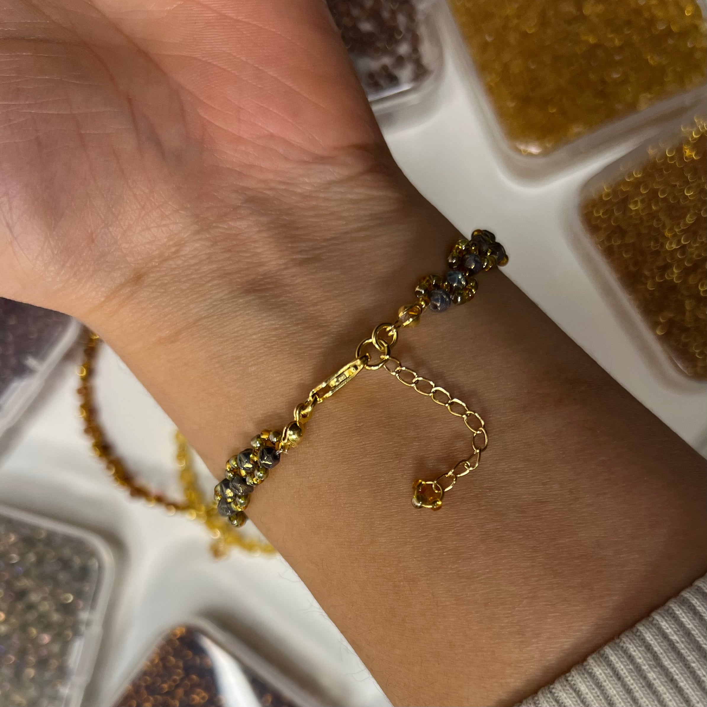 Seaweed Gold Beaded Bracelet | 18K Gold Plated Sterling Silver